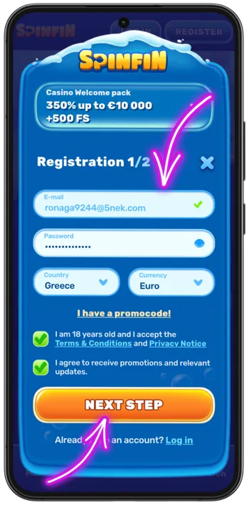 3 Coins slot registration email and password