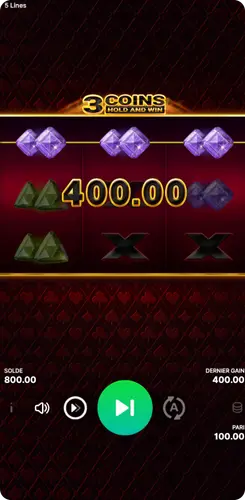 Gain de 400 € sur 3 Coins Hold and Win